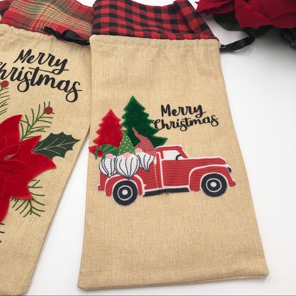 Christmas Wine bottle gift bags,  Set of 3 New - Picture 8 of 11